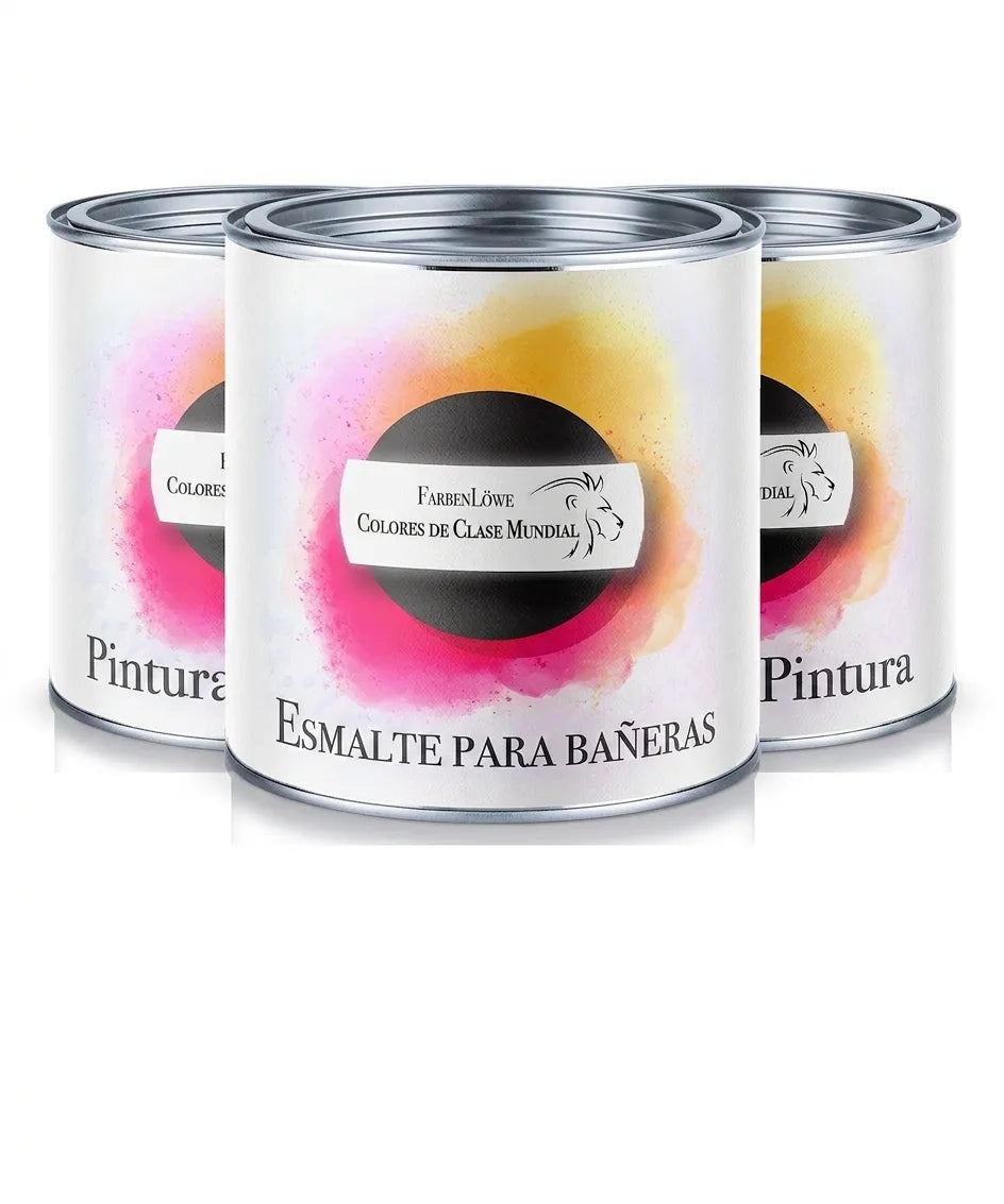 Latas de pintura Farben Löwe, esmalte para bañeras de clase real.