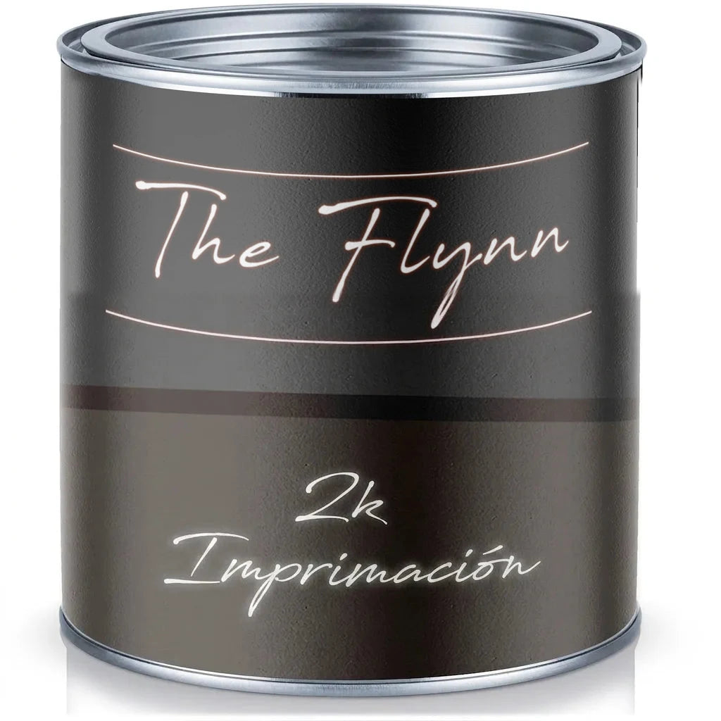Lata de imprimación bicomponente The Flynn en gris oscuro para pintura.