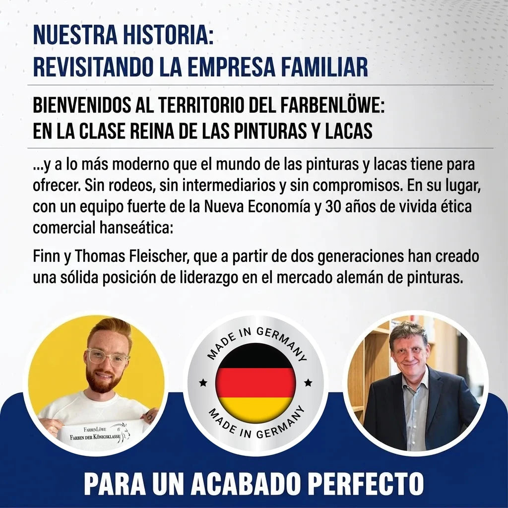 Historia de empresa familiar alemana de pinturas redefinida, con Finn y Thomas Fleischer y sello Made in Germany.