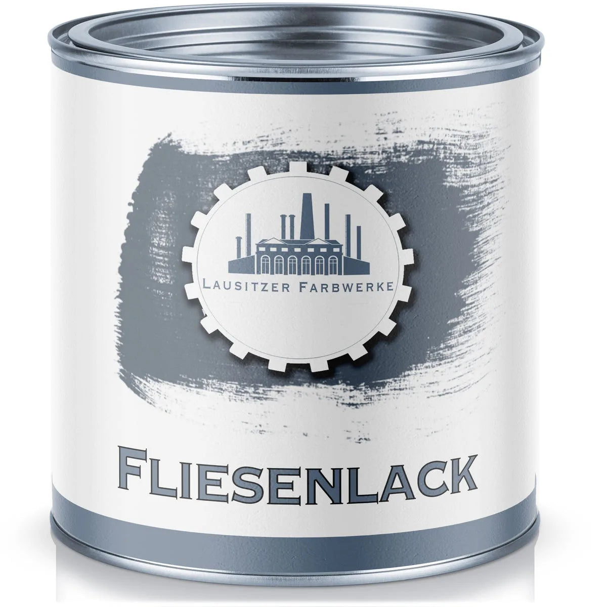 Bote de pintura gris para azulejos Fliesenlack de Lausitzer Farbwerke.