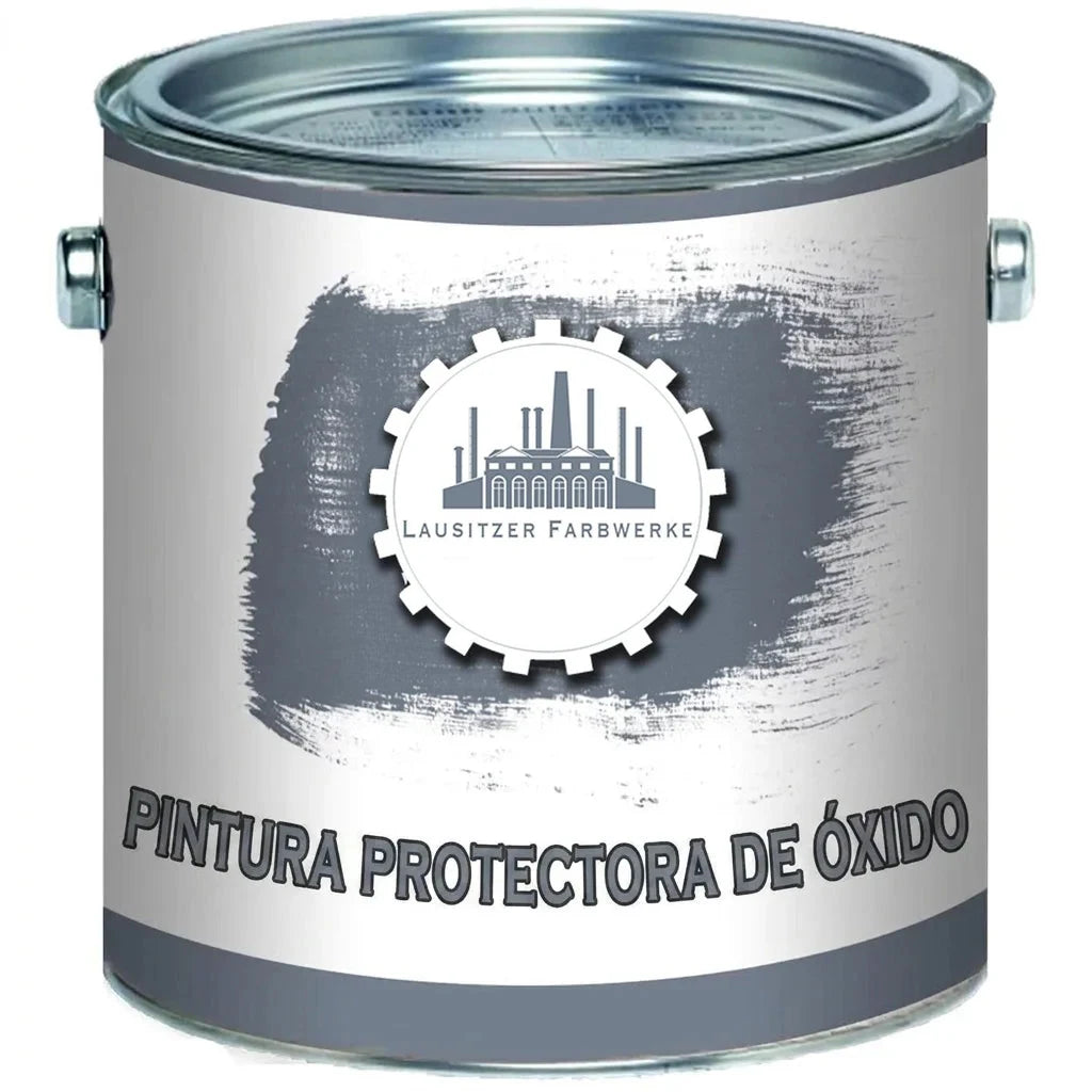 Bote de pintura protectora contra el óxido de Lausitzer Farbwerke, color gris, para superficies metálicas.