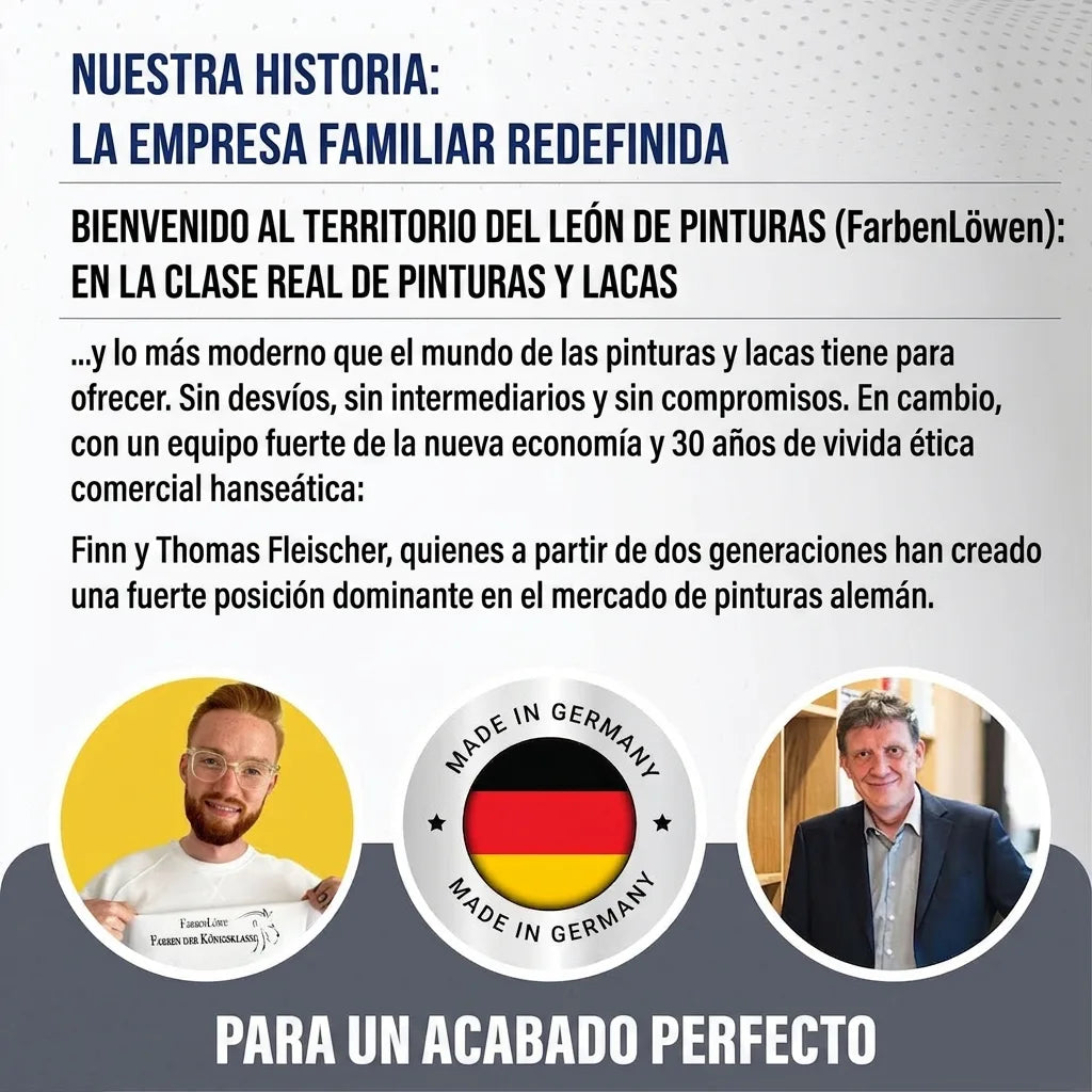 Empresa familiar alemana de pinturas y lacas de alta calidad, con expertos de dos generaciones y sello Made in Germany.