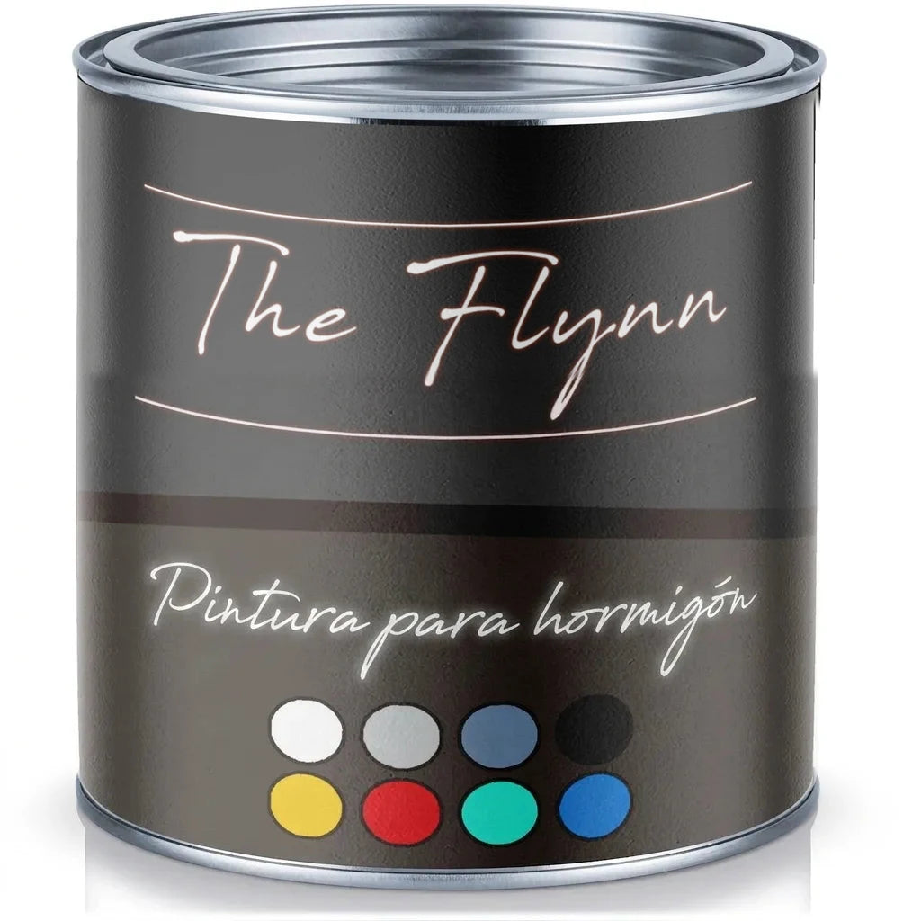 Bote de pintura 'The Flynn' para hormigón en varios colores con tapa metálica brillante.