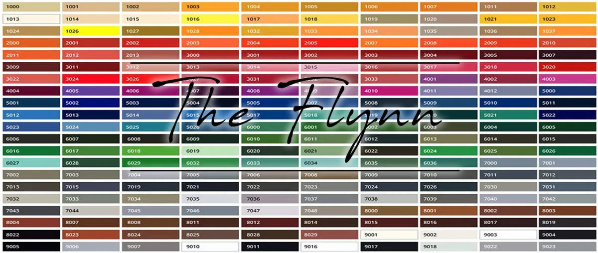 Tabla de colores con códigos numéricos, mostrando una amplia gama de tonos organizados por filas y columnas.